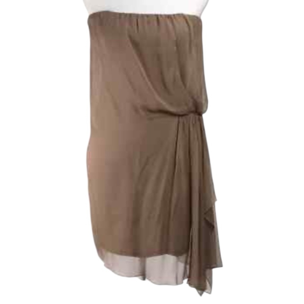 Alice + Olivia NWT Taupe Strapless Silk Mini Dress Size Small NEW
